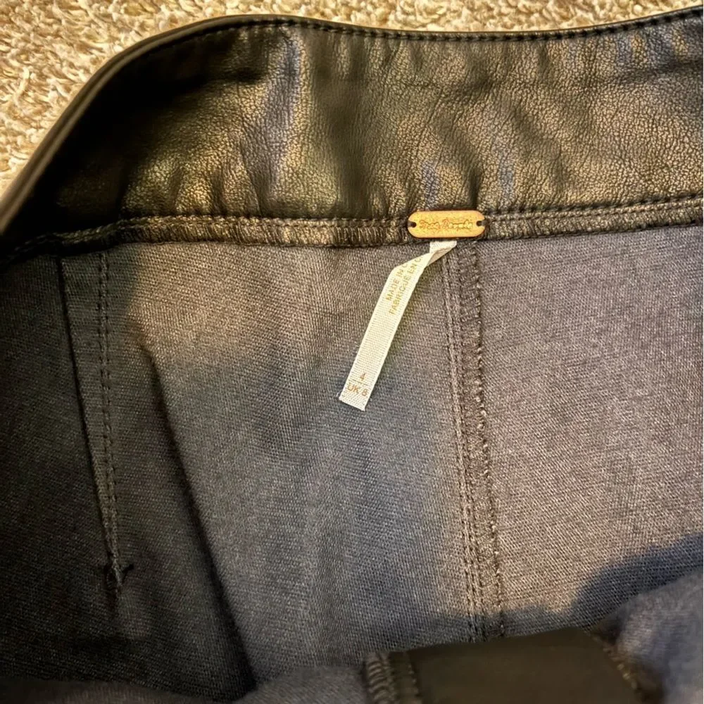 Free People Black Faux Leather Flare Pants Size 4